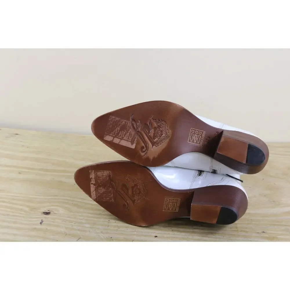 New Free People Boots 36.5 White Patent Leather New Frontier Cowboy Western